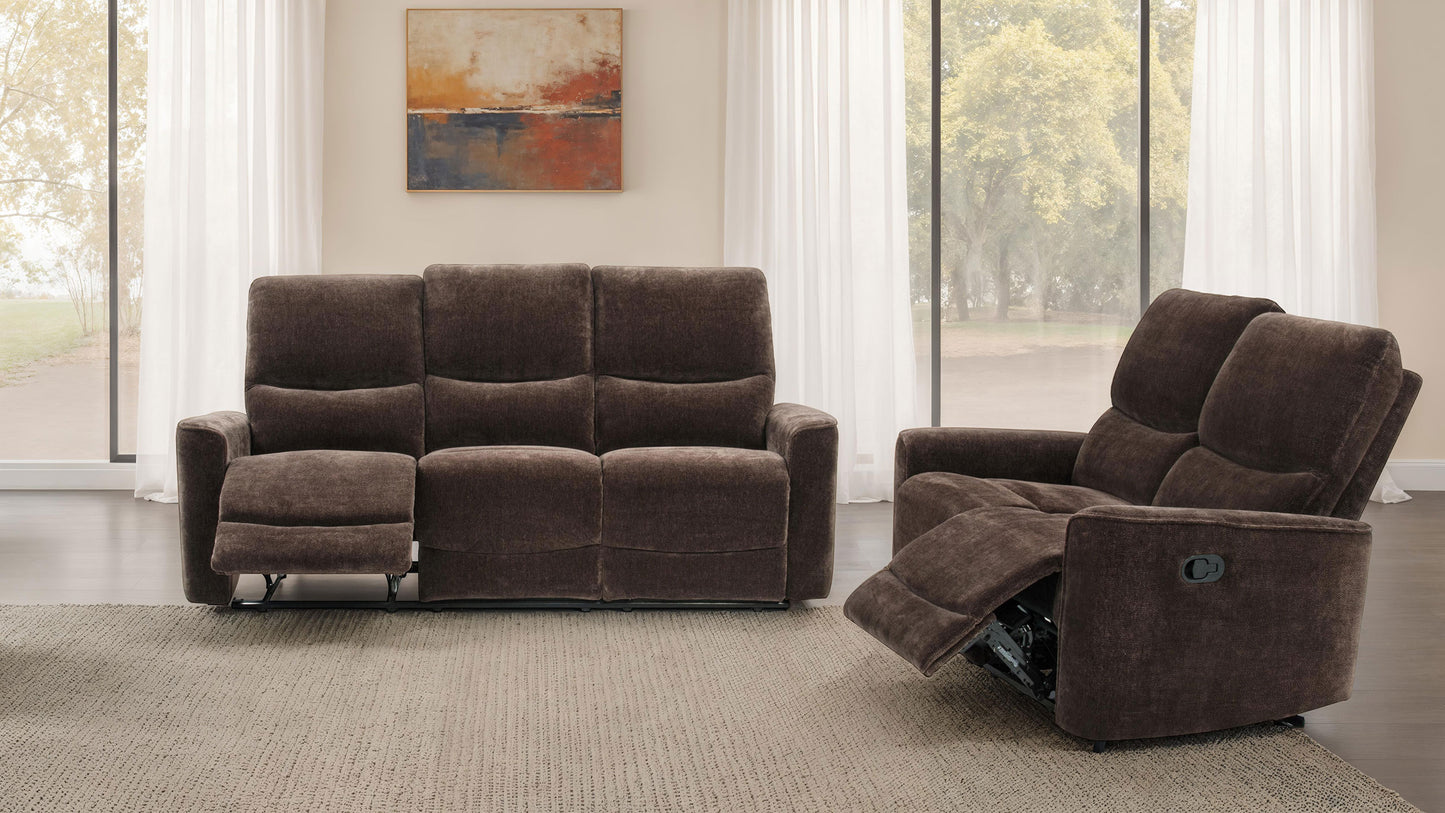 Navarro 2-piece Upholstered Reclining Sofa Set Dark Brown