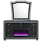 Lorient 8-drawer LED Flame Box Dresser and Mirror Black