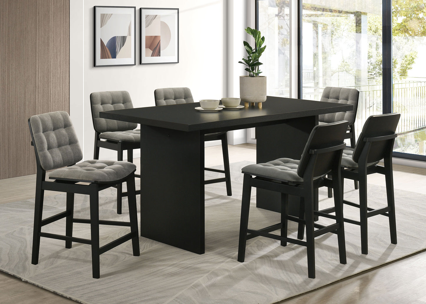 Decker 70-inch Rectangular Wood Counter Height Dining Table Black
