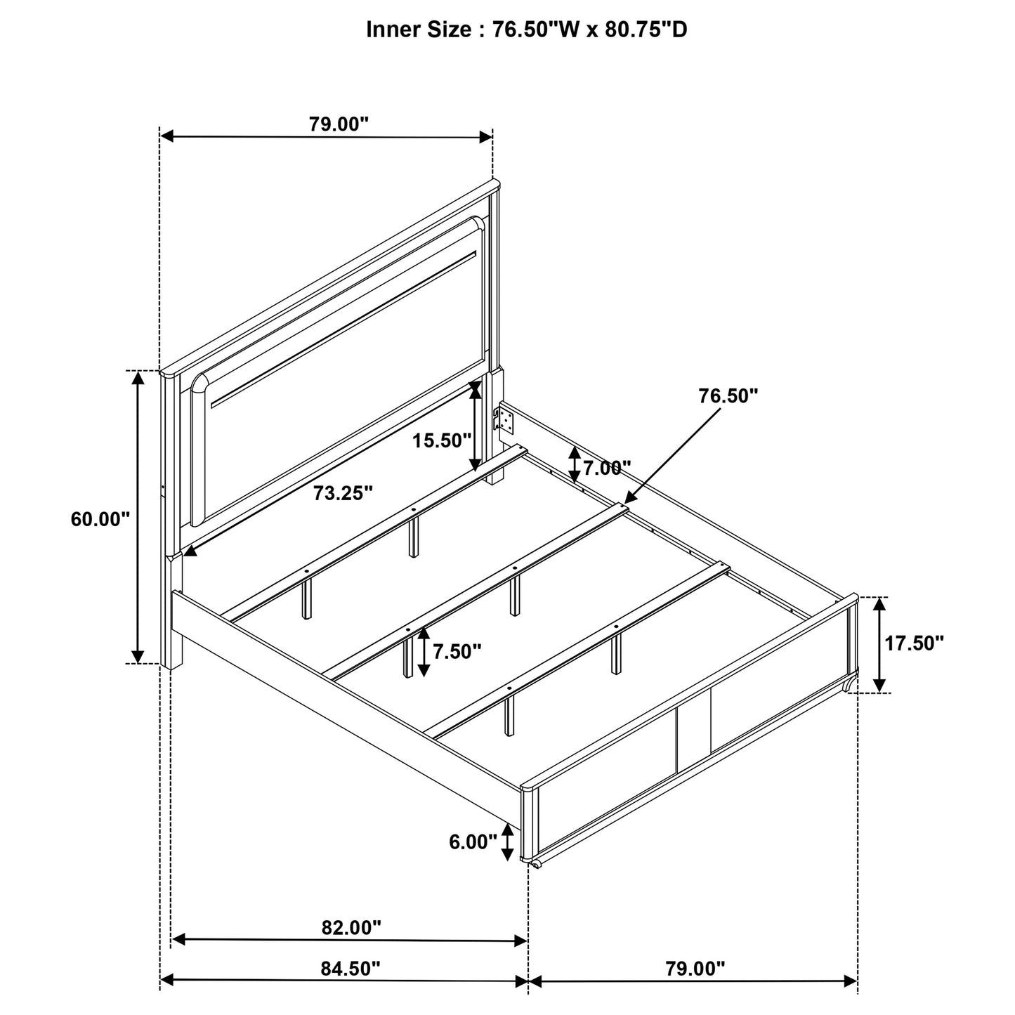 Leanne Eastern King LED Panel Bed Off White and Light Oak