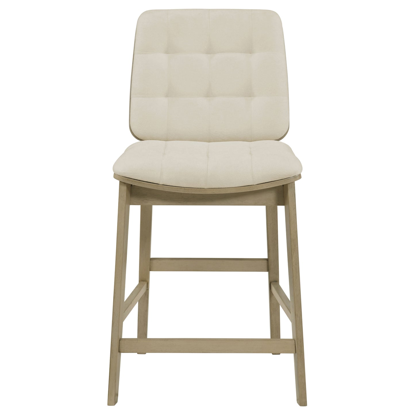 Redbridge Velvet Upholstered Counter Chair Cream and Natural Oak (Set of 2)