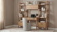 Fabian 4-piece Computer Desk and Bookshelf Set Distressed Light Brown