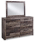 Derekson Twin Panel Headboard Bed with Mirrored Dresser, Chest and Nightstand