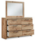 Hyanna Full Panel Bed with Storage with Mirrored Dresser
