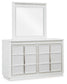 Chalanna California King Upholstered Storage Bed, Dresser, Mirror, Chest and Nightstand