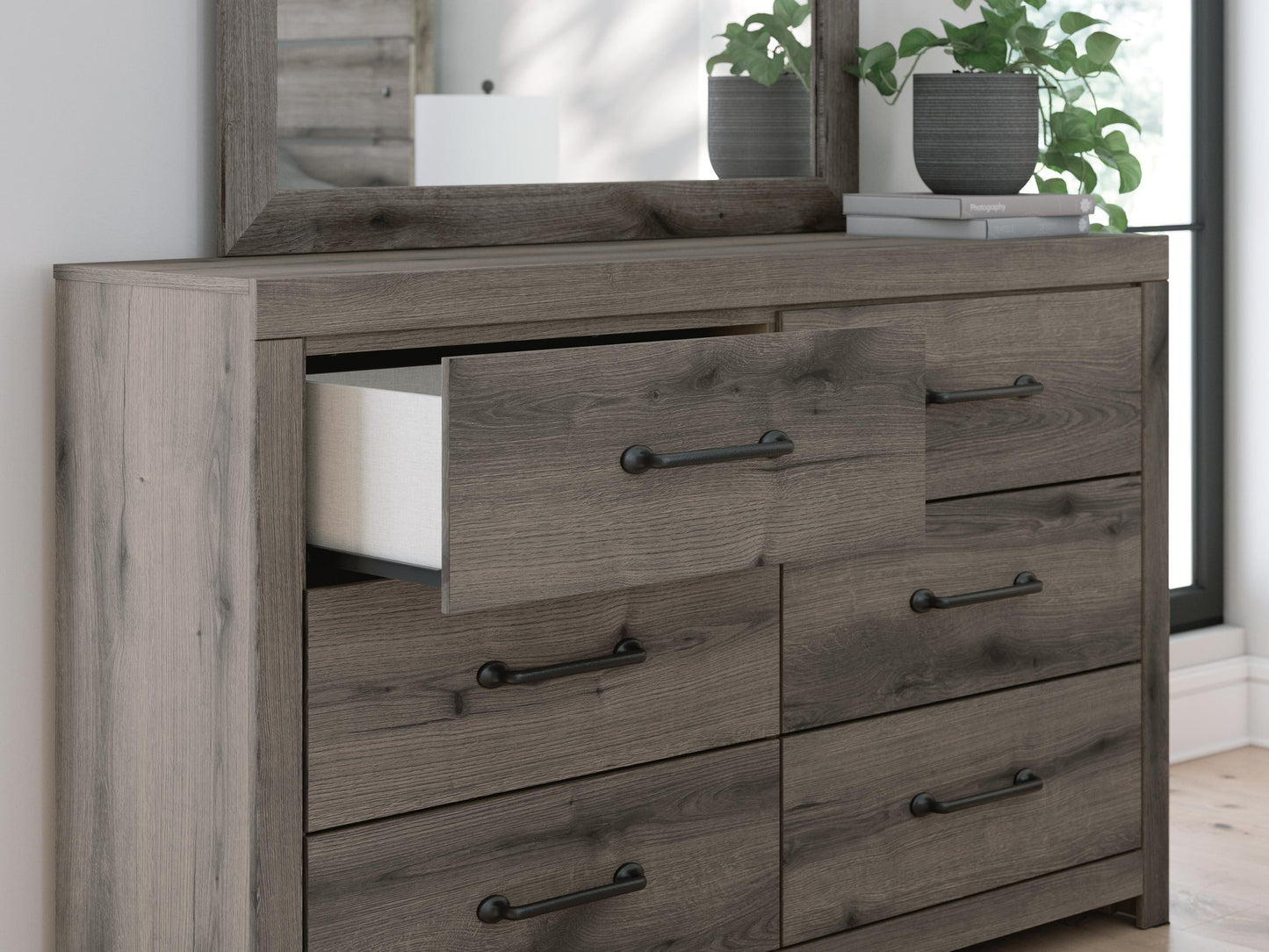 Urbanoore Twin Panel Storage Bed, Dresser and Mirror