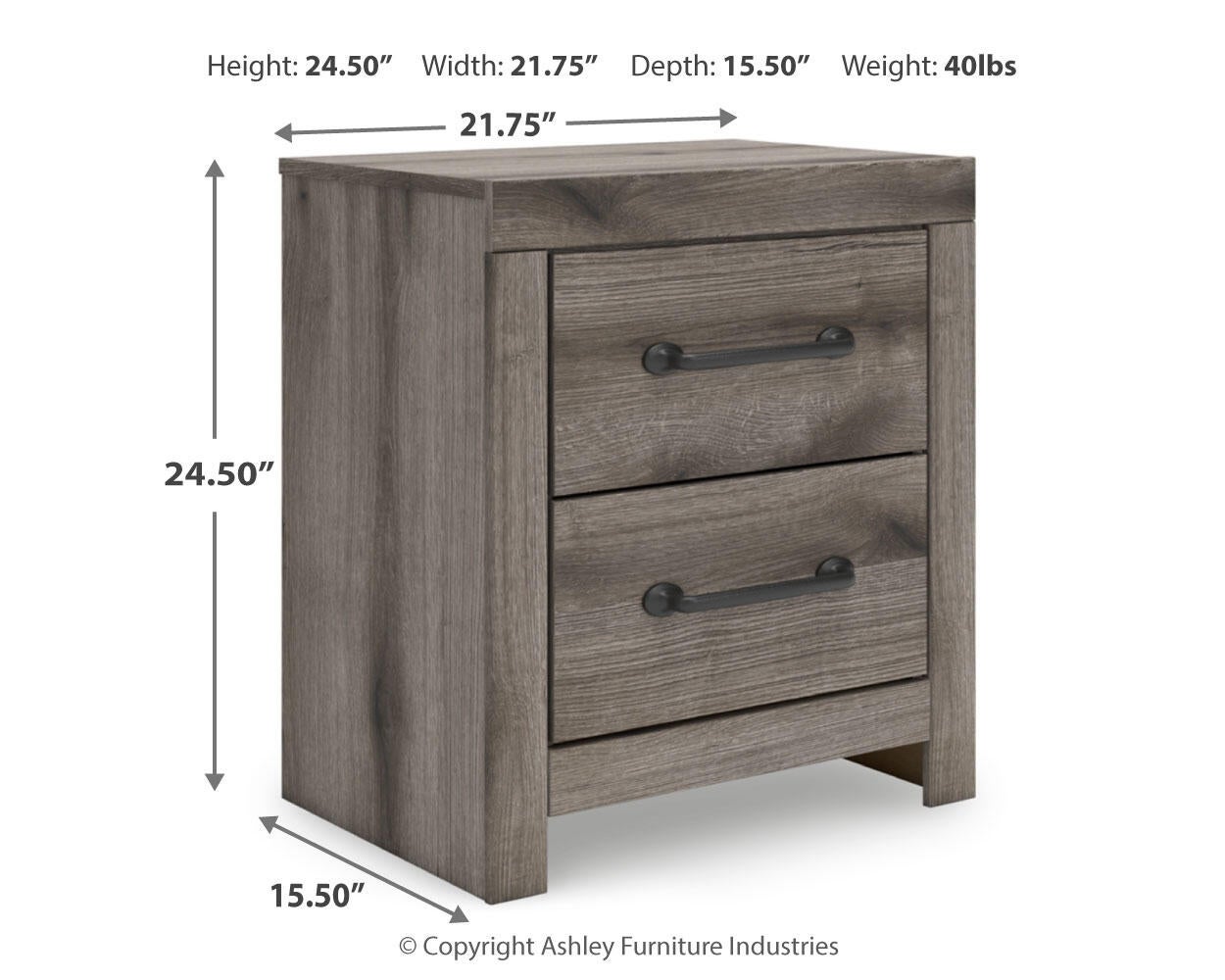 Graystorm Twin Panel Bed with Storage, Dresser, Mirror and Nightstand