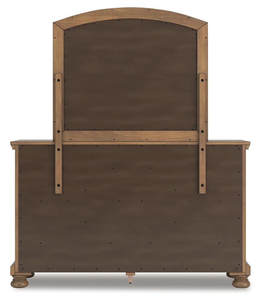 Feddinger Queen Storage Sleigh Bed with Mirrored Dresser