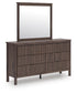 Pamytta King Upholstered Panel Platform Bed, Dresser, Mirror and Nightstand