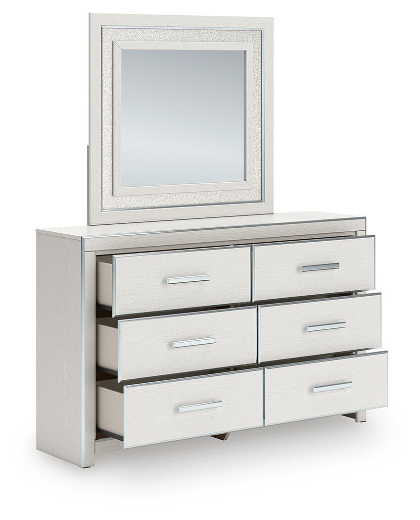 Zuraleus Queen Upholstered Panel Bed, Dresser, Mirror, Chest and Nightstand