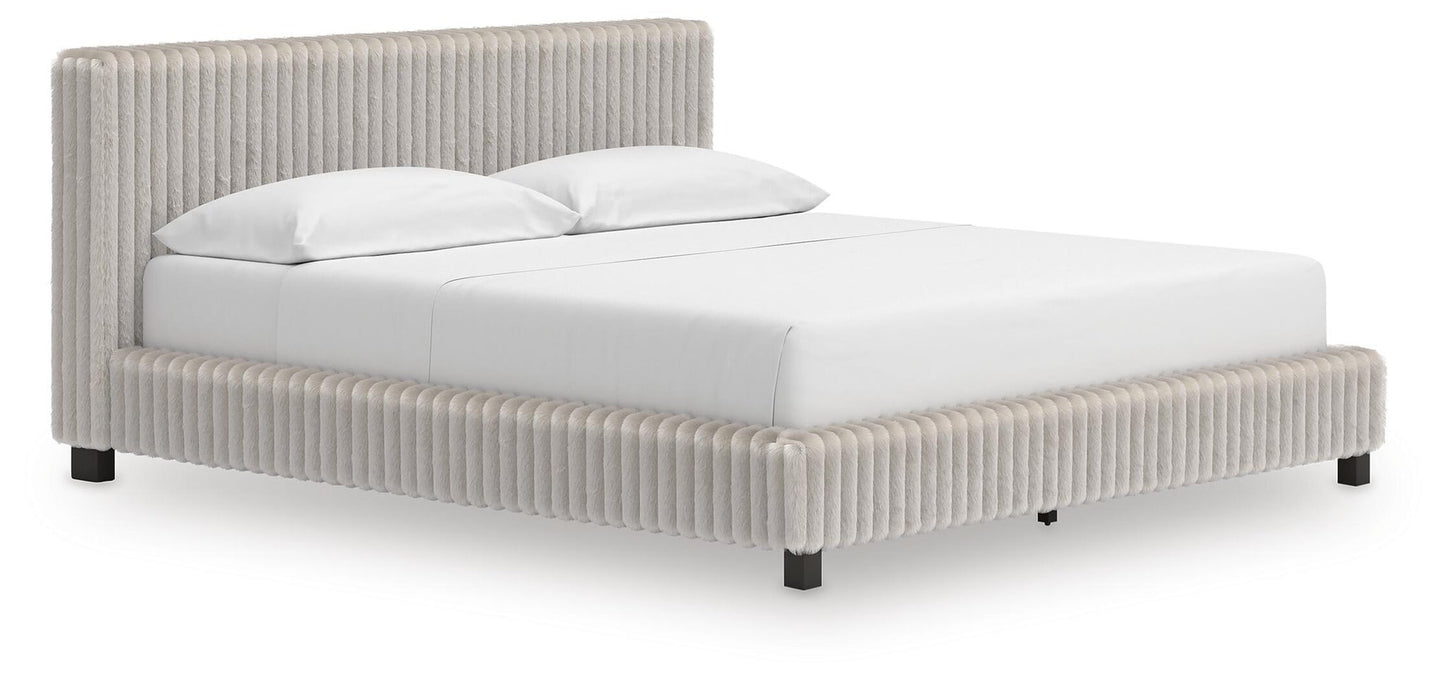 Zuraleus California King Upholstered Bed, Dresser, Mirror, Chest and Nightstand