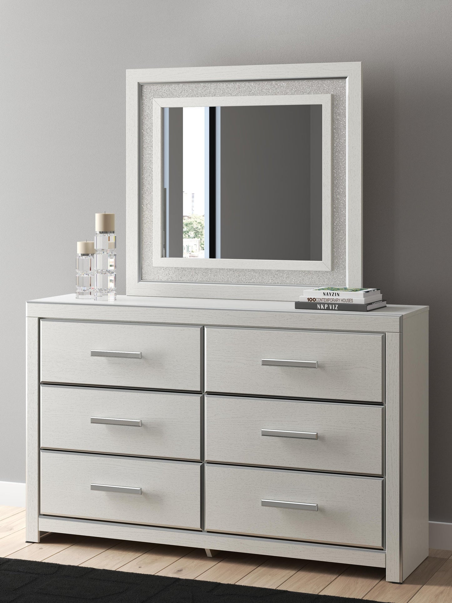 Zuraleus California King Upholstered Bed, Dresser, Mirror, Chest and Nightstand