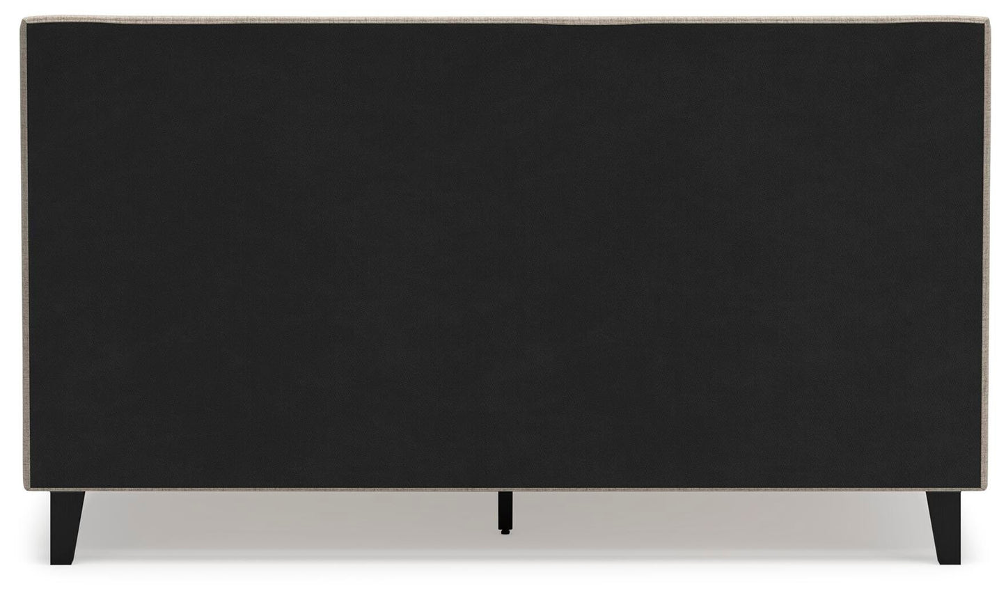 Cielden California King Upholstered Bed with Roll Slats, Dresser, Mirror, Chest and Nightstand