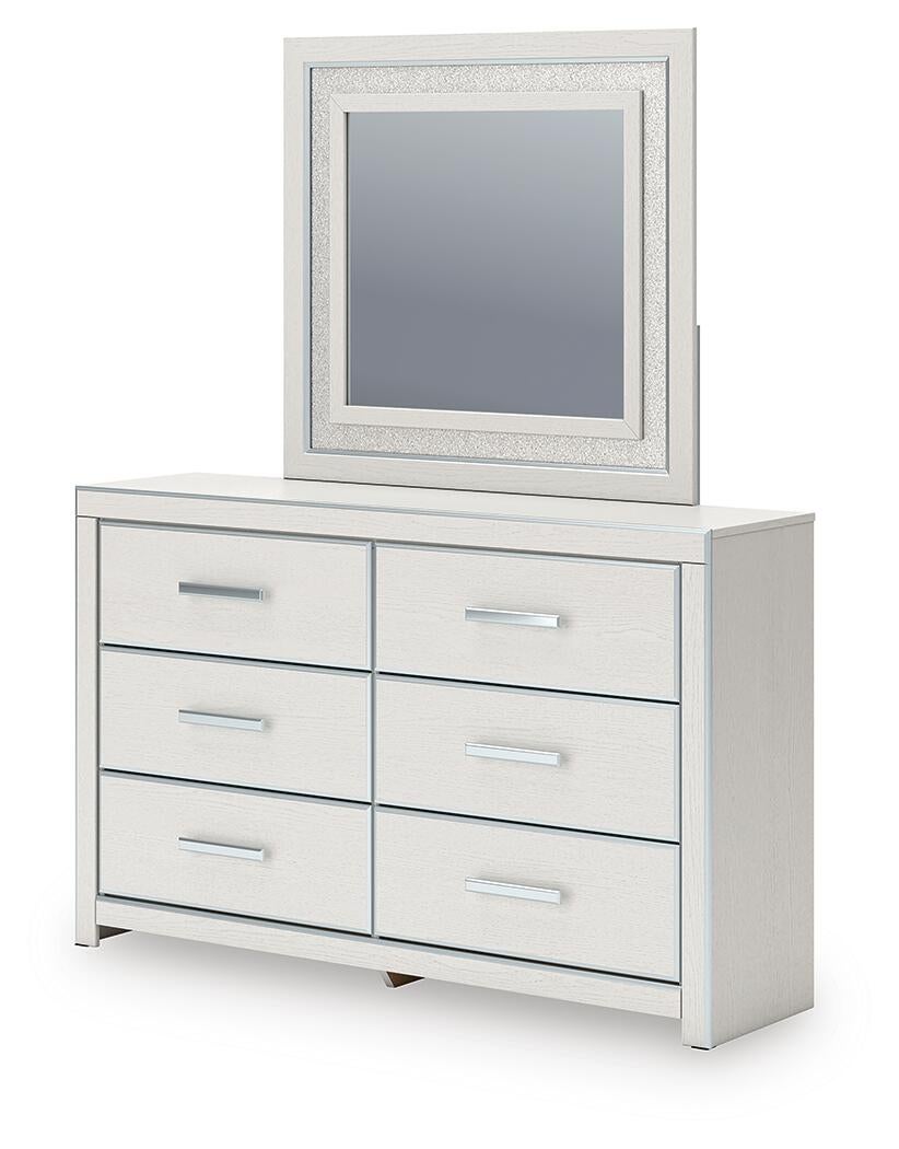 Zuraleus King Upholstered Panel Platform Storage Bed, Dresser, Mirror, Chest and Nightstand