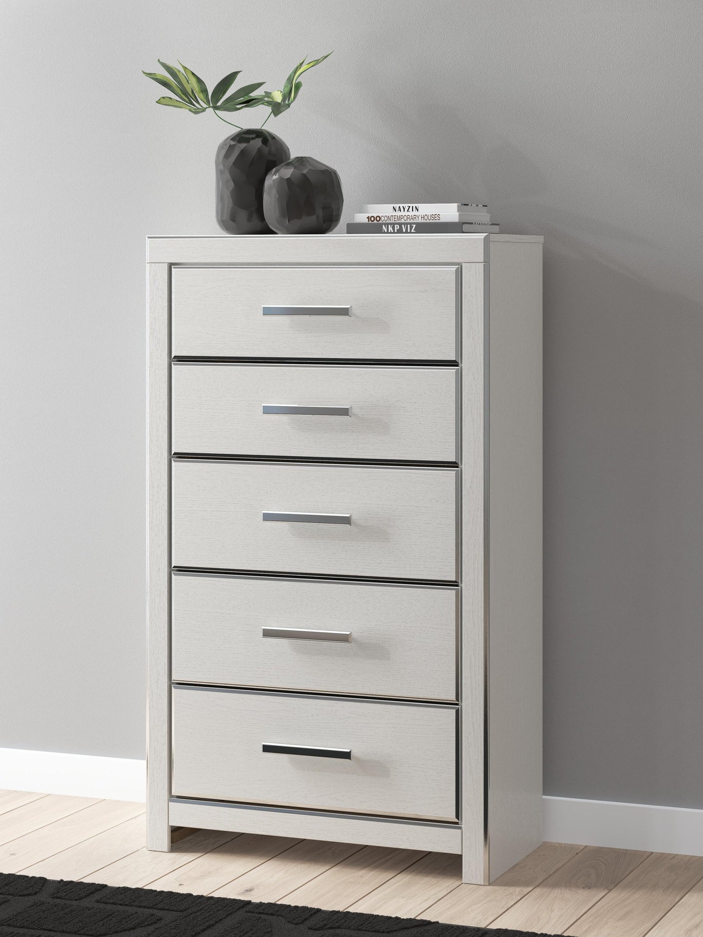 Zuraleus Queen Upholstered Panel Platform Storage Bed, Dresser, Mirror, Chest and Nightstand