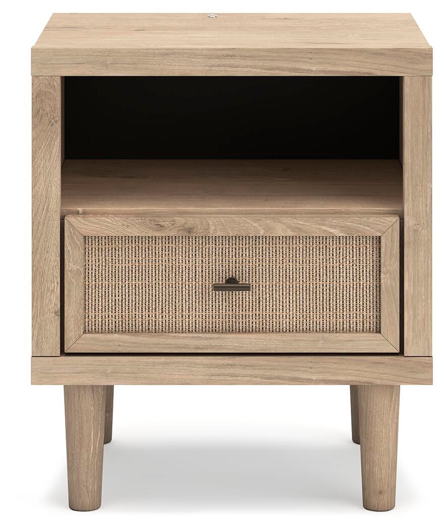 Cielden California King Upholstered Bed with Roll Slats, Dresser, Mirror and Nightstand