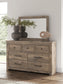 Rusticott Queen Panel Bed with Mirrored Dresser and Nightstand