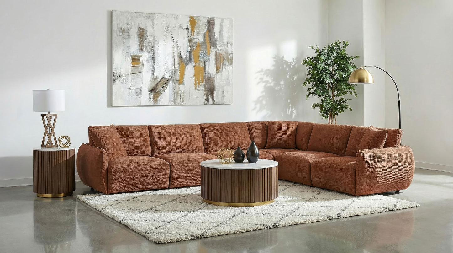 Elysia Chenille Upholstered Modular Armless Chair Coral