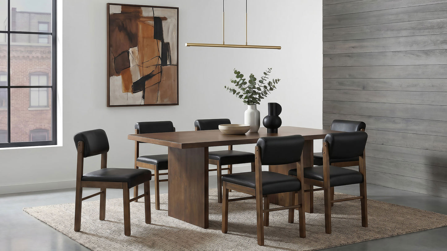 Kehoe Upholstered Dining Side Chair Black and Walnut (Set of 2)