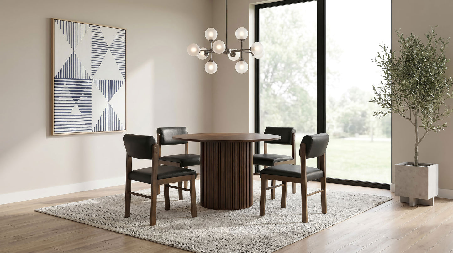 Kehoe Upholstered Dining Side Chair Black and Walnut (Set of 2)