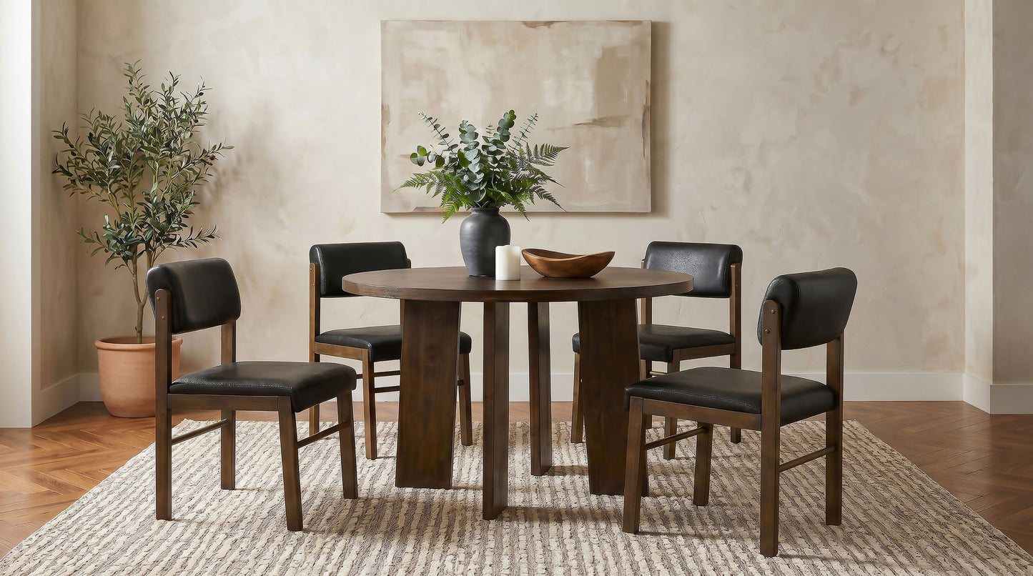 Kehoe Upholstered Dining Side Chair Black and Walnut (Set of 2)