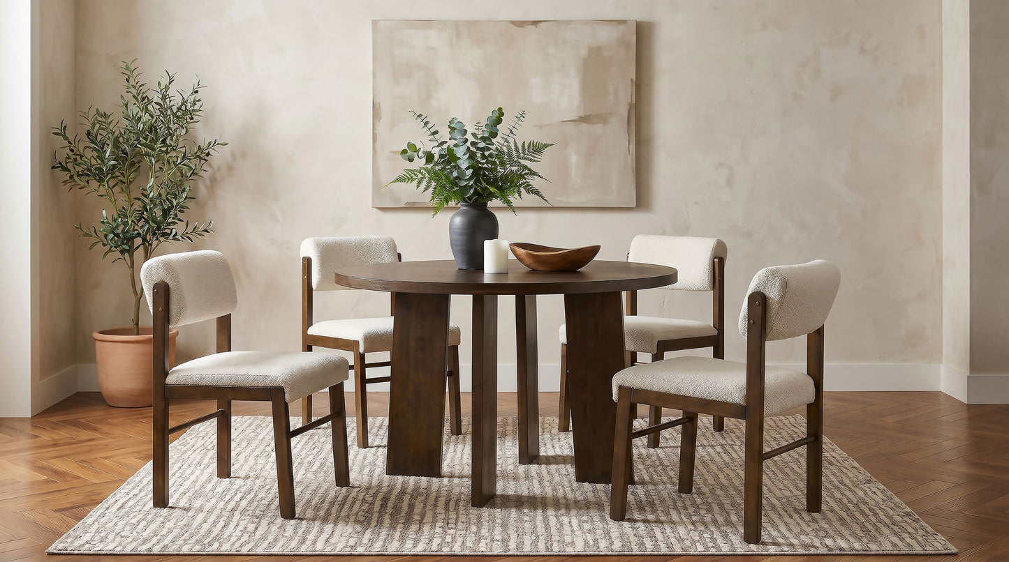 Kehoe Upholstered Dining Side Chair Cream and Walnut (Set of 2)