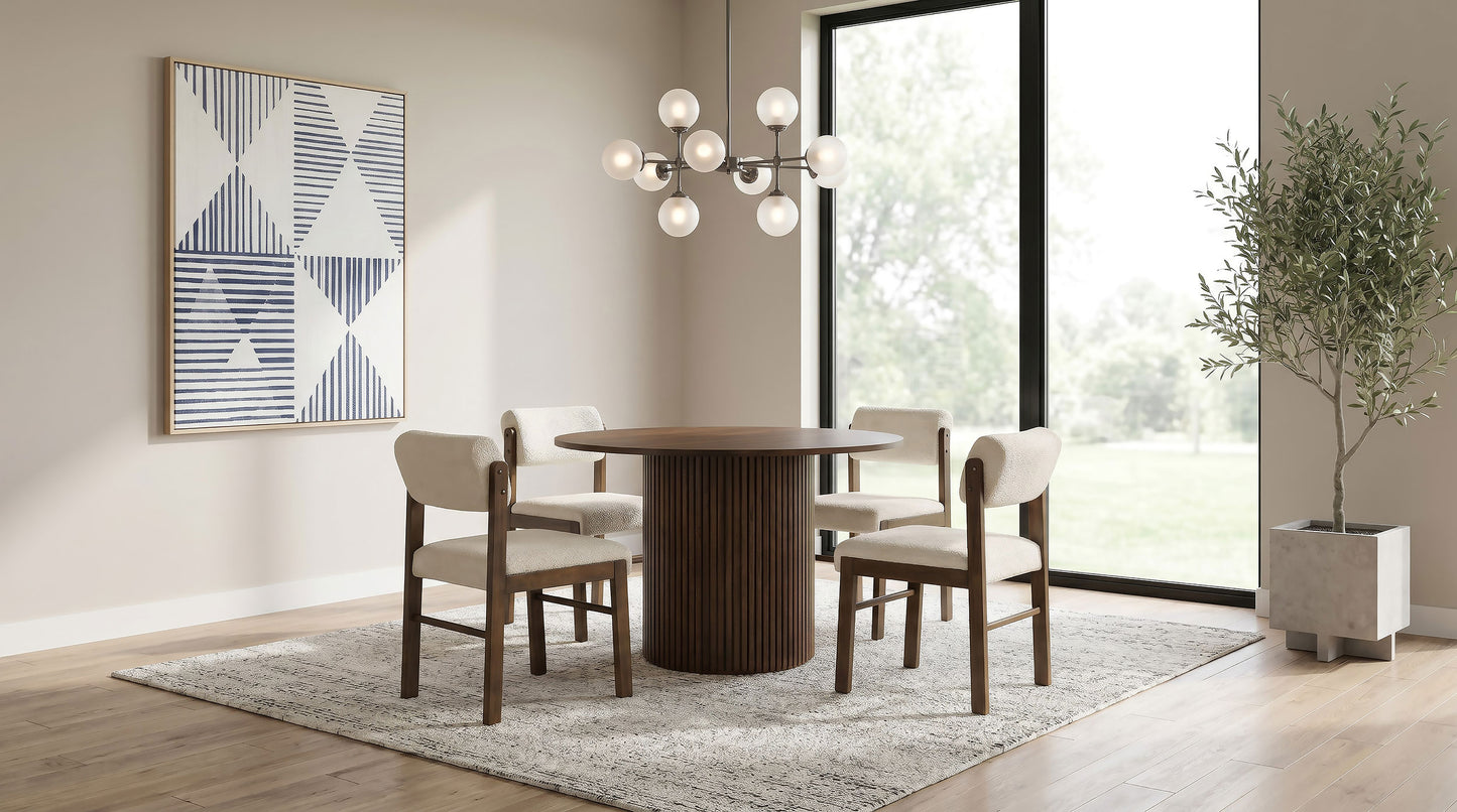 Kehoe Upholstered Dining Side Chair Cream and Walnut (Set of 2)