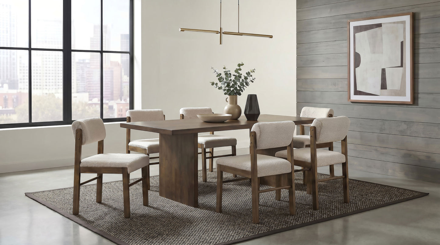 Kehoe Upholstered Dining Side Chair Cream and Walnut (Set of 2)