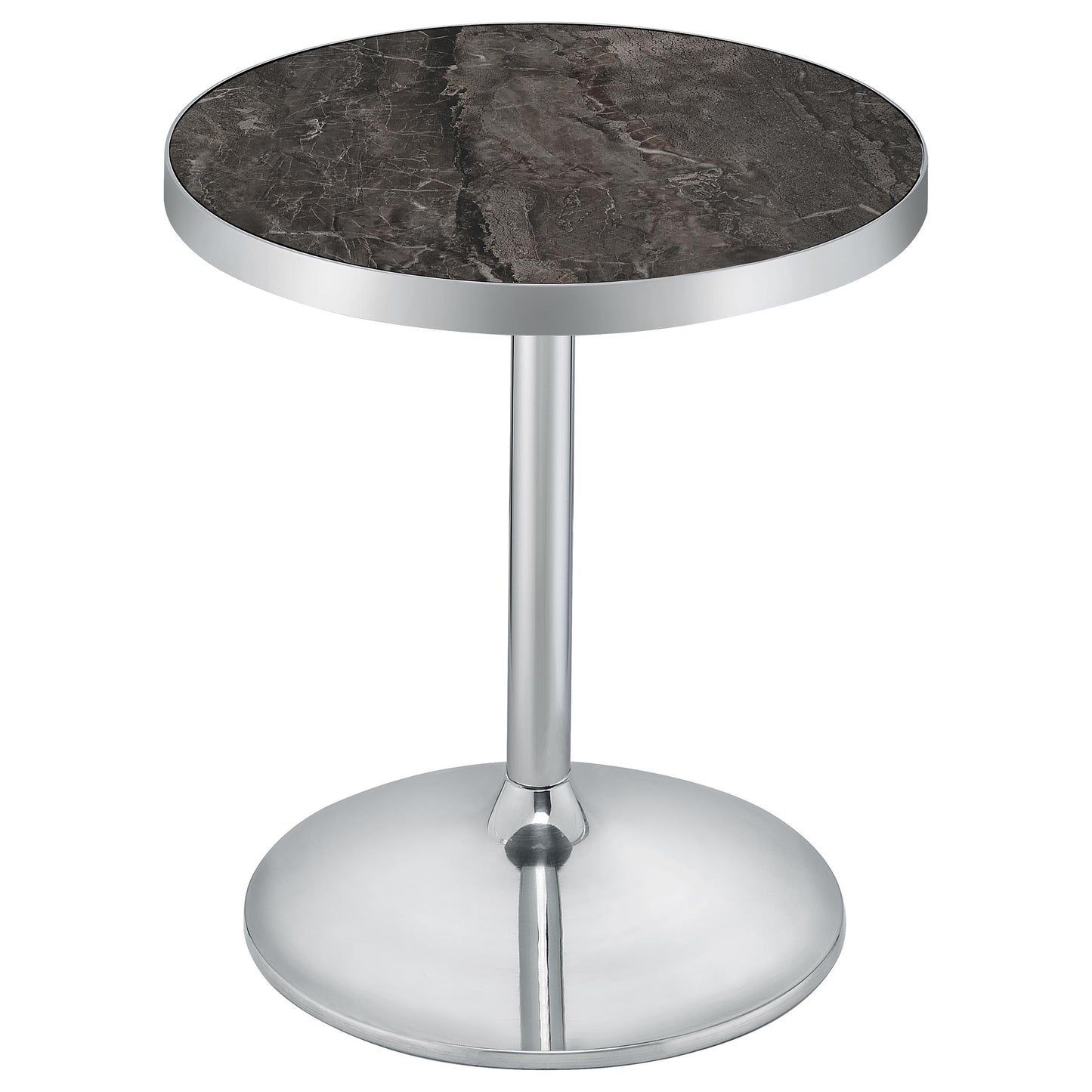 Cazen Round Faux Marble Top Pedestal Side Table Grey