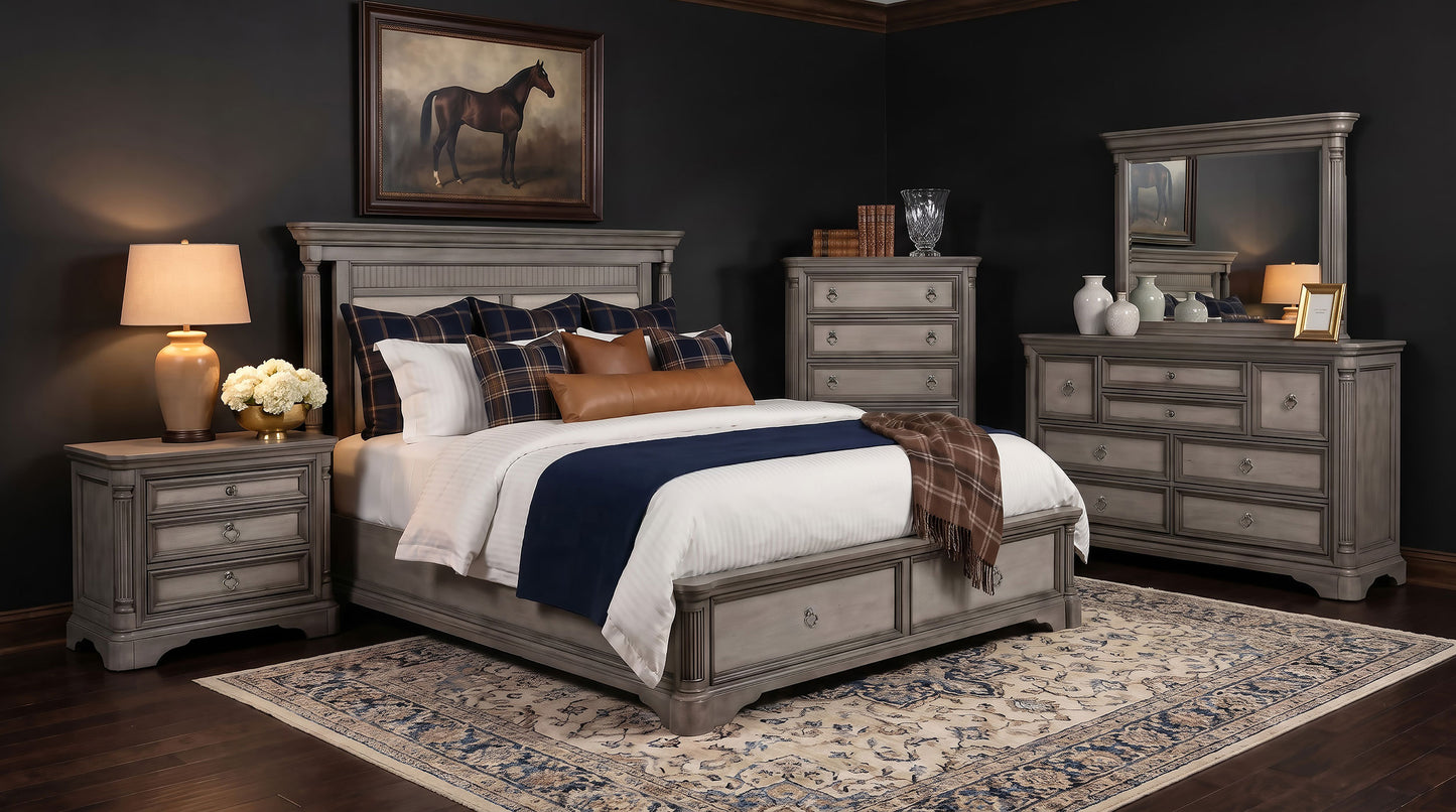 Cresswell Eastern King Upholstered Storage Platform Bed Weathered Taupe