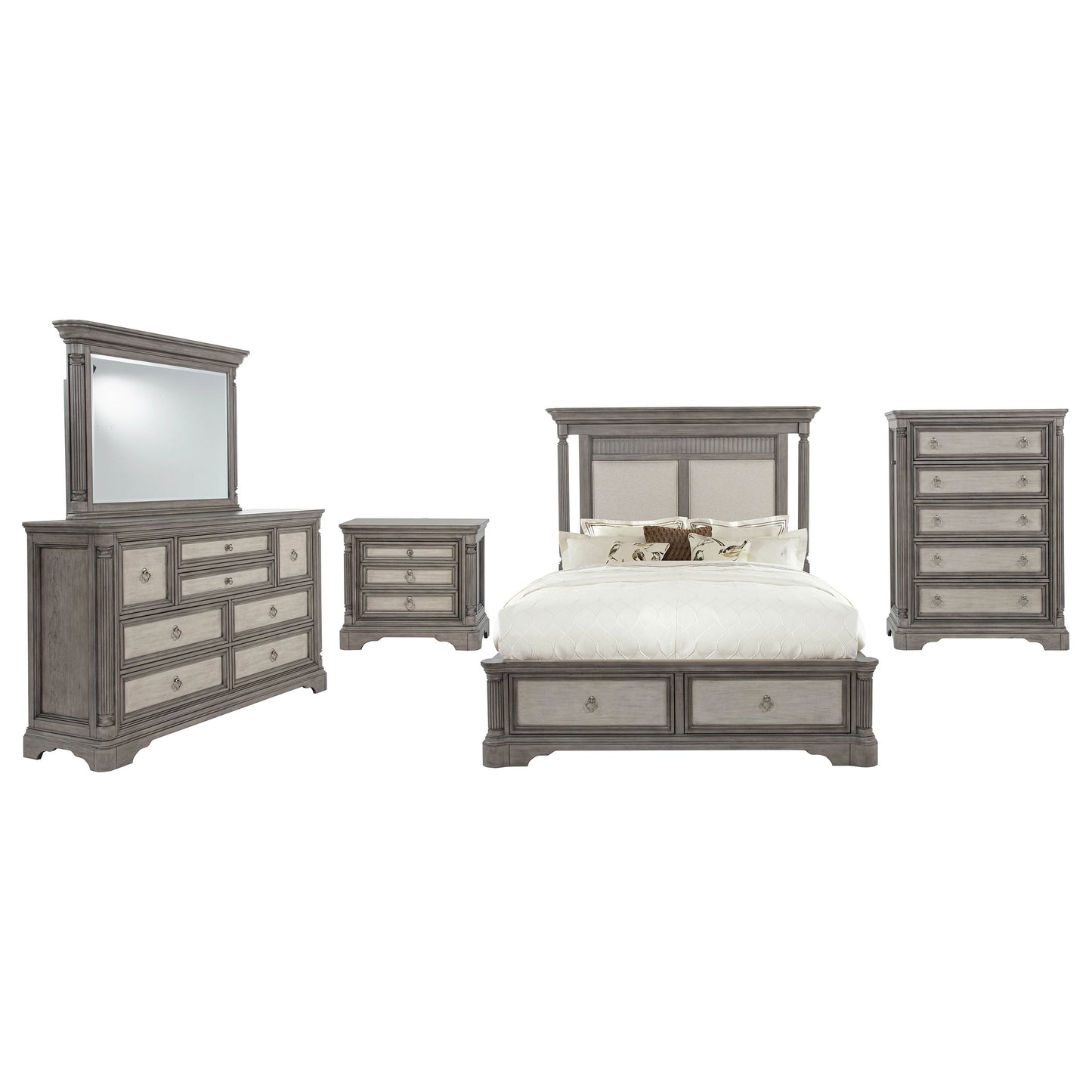 Cresswell 5-piece Eastern King Storage Bedroom Set Weathered Taupe